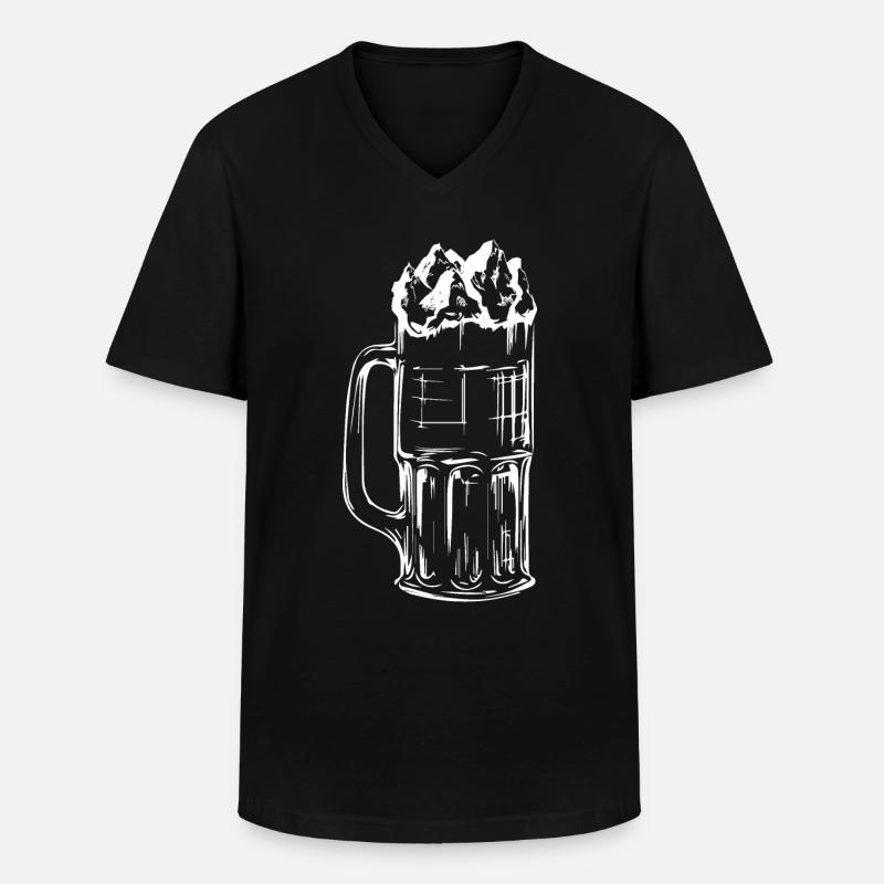 Bier - Berg - - Männer-T-Shirt mit V-Ausschnitt - Schwarz