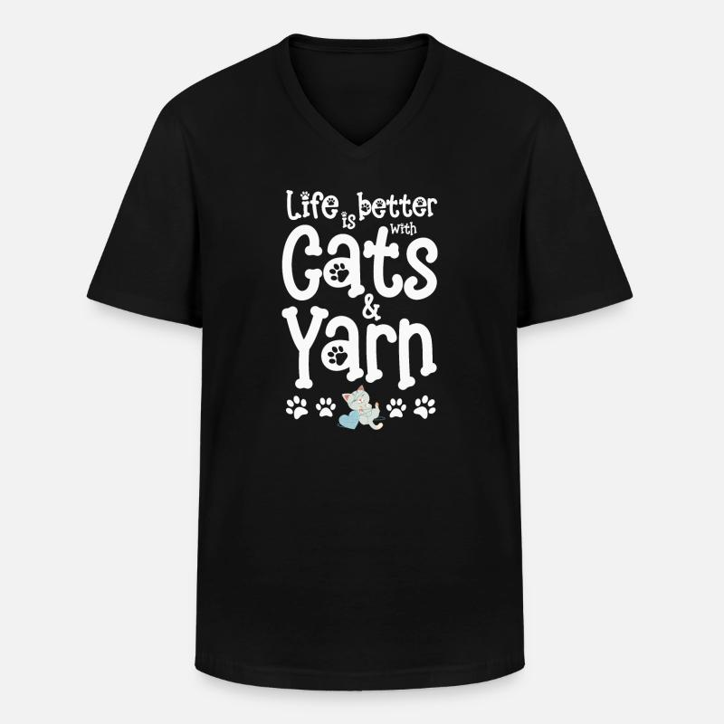 Katze Katzen - Männer-T-Shirt mit V-Ausschnitt - Schwarz