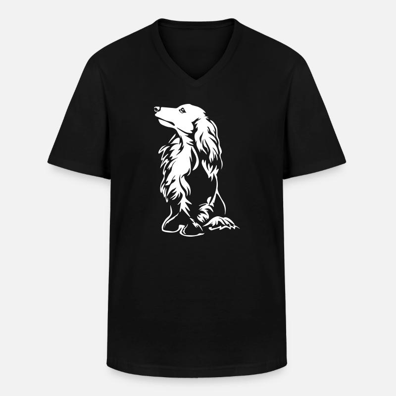 Dackel "Black Edition" - Männer-T-Shirt mit V-Ausschnitt - Schwarz
