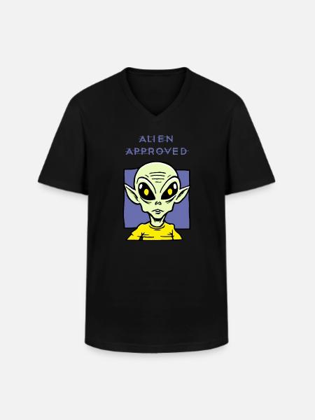Alien Approved Yellow Eye Design - Men's V-Neck T-Shirt - black