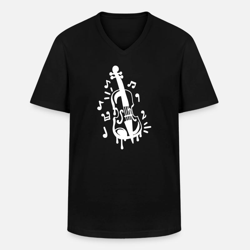 Geige Geiger - Männer-T-Shirt mit V-Ausschnitt - Schwarz