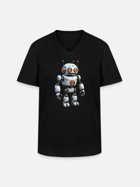 Cartoon Robot - Men's V-Neck T-Shirt - black
