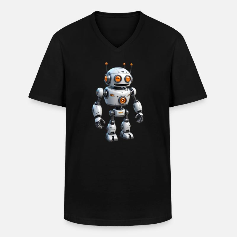 Cartoon Roboter - Männer-T-Shirt mit V-Ausschnitt - Schwarz