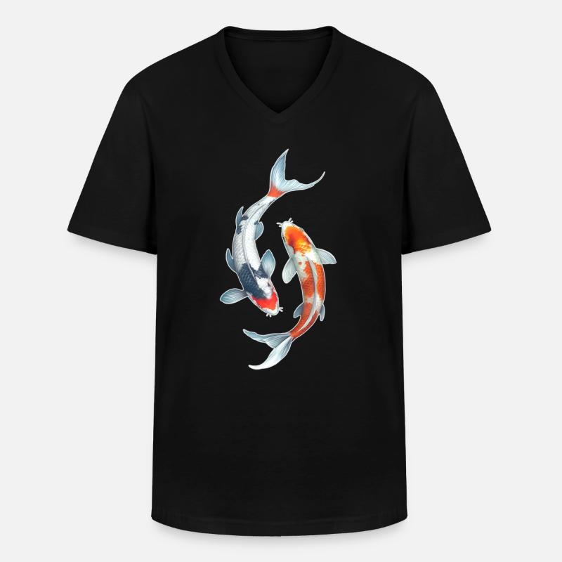 Koi Karpfen - Männer-T-Shirt mit V-Ausschnitt - Schwarz