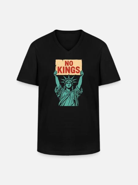 No Kings Patriotic Anti-Monarchy Liberty USA - Men's V-Neck T-Shirt - black