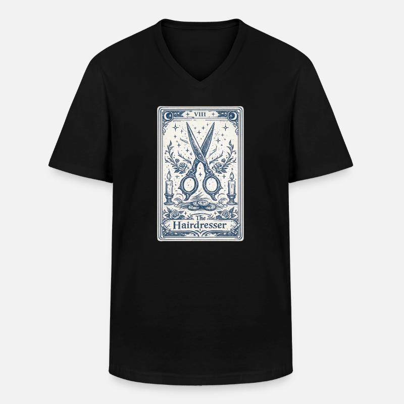 Friseur-Tarotkarten-Illustration - Männer-T-Shirt mit V-Ausschnitt - Schwarz