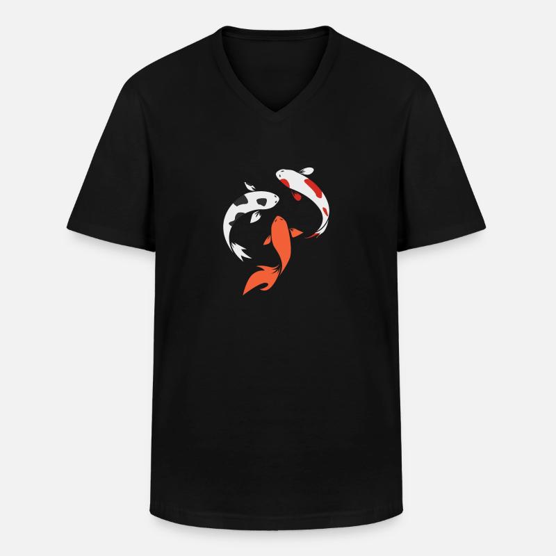 Koi - Männer-T-Shirt mit V-Ausschnitt - Schwarz