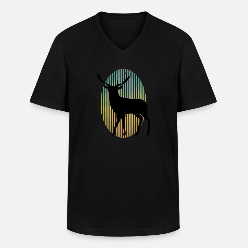 Hirsch - Männer-T-Shirt mit V-Ausschnitt - Schwarz
