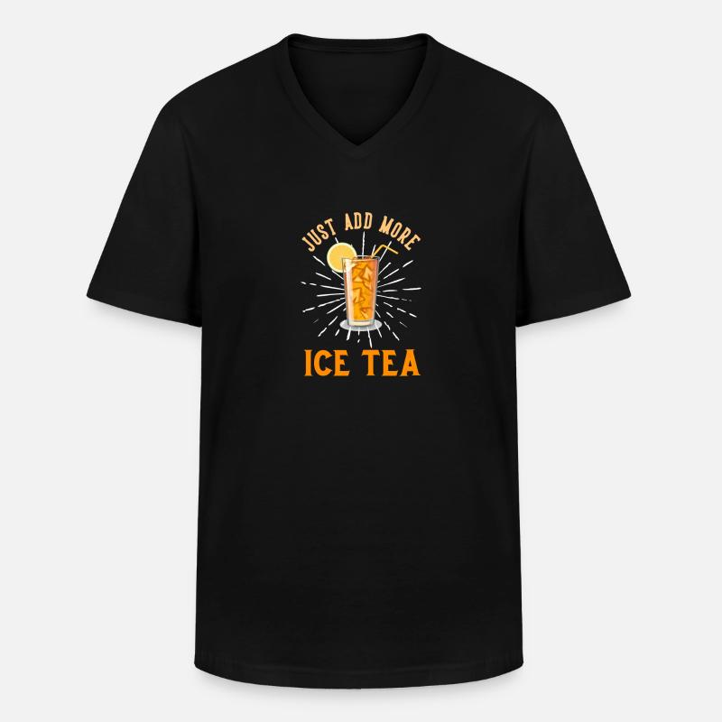Just add ICE TEA - Männer-T-Shirt mit V-Ausschnitt - Schwarz