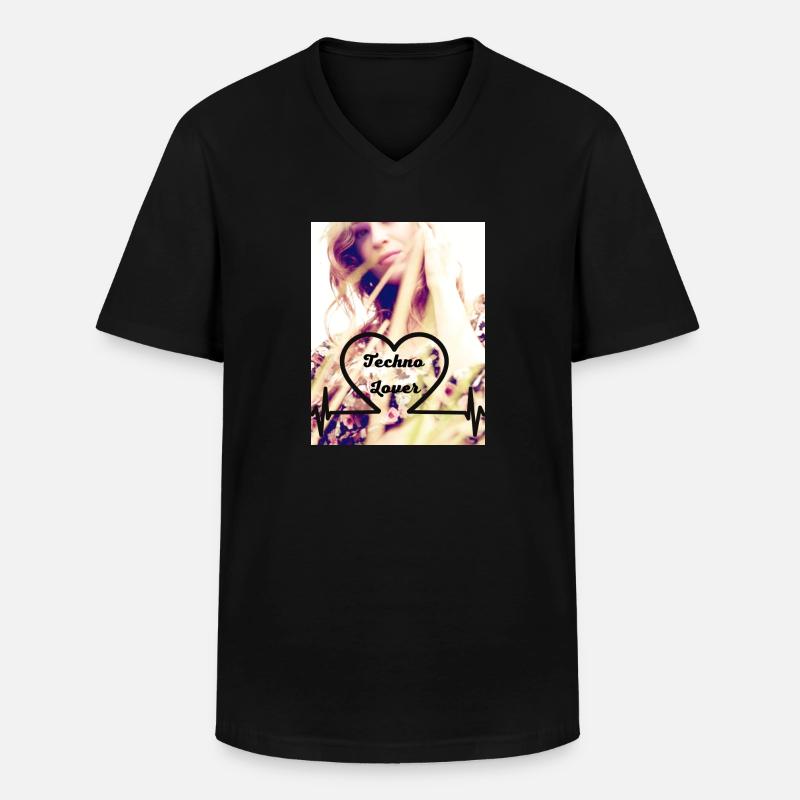 1 Techno Lover - Männer-T-Shirt mit V-Ausschnitt - Schwarz