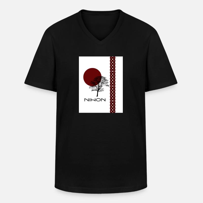 Nihonbaum - Männer-T-Shirt mit V-Ausschnitt - Schwarz