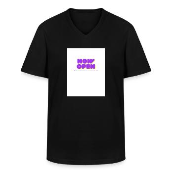 Maintenant ouvert! - T-shirt col V Homme - noir - Devant - AI Model Male 178 dark (178cm)
