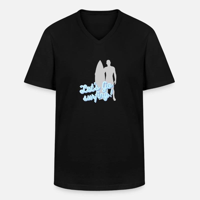 Let's go surfing - Männer-T-Shirt mit V-Ausschnitt - Schwarz