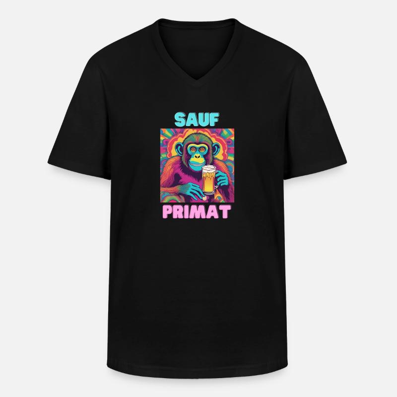 Sauf Primat - Männer-T-Shirt mit V-Ausschnitt - Schwarz
