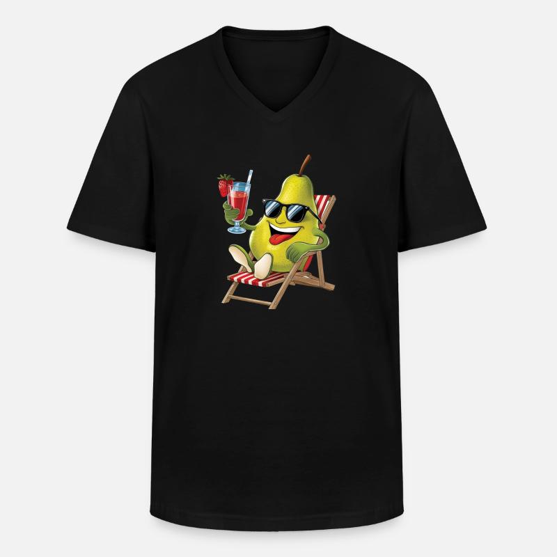 Birne - Männer-T-Shirt mit V-Ausschnitt - Schwarz
