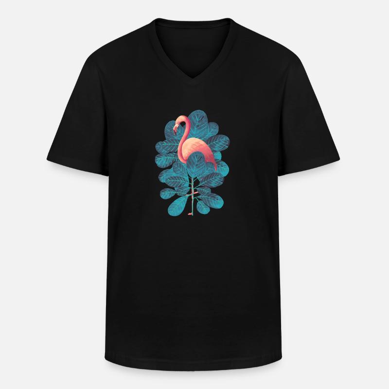 Flamingo - Männer-T-Shirt mit V-Ausschnitt - Schwarz