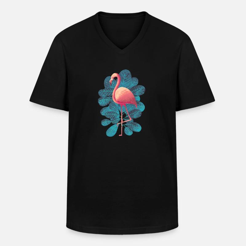 Flamingo - Männer-T-Shirt mit V-Ausschnitt - Schwarz