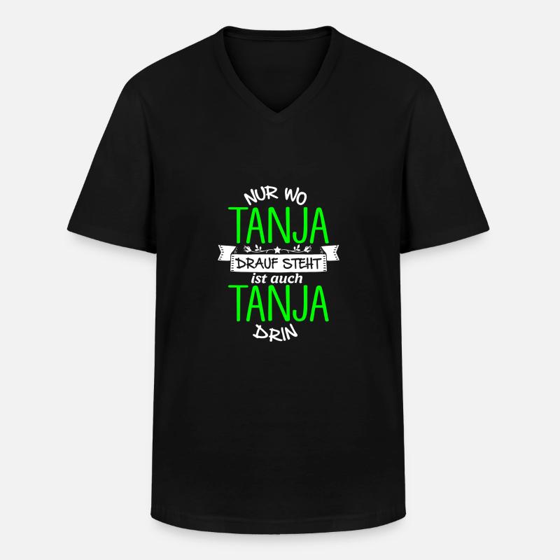 TANJA die Echte - Männer-T-Shirt mit V-Ausschnitt - Schwarz