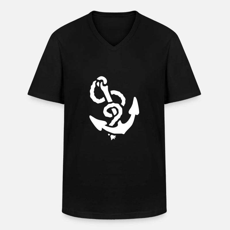 Anker - Männer-T-Shirt mit V-Ausschnitt - Schwarz