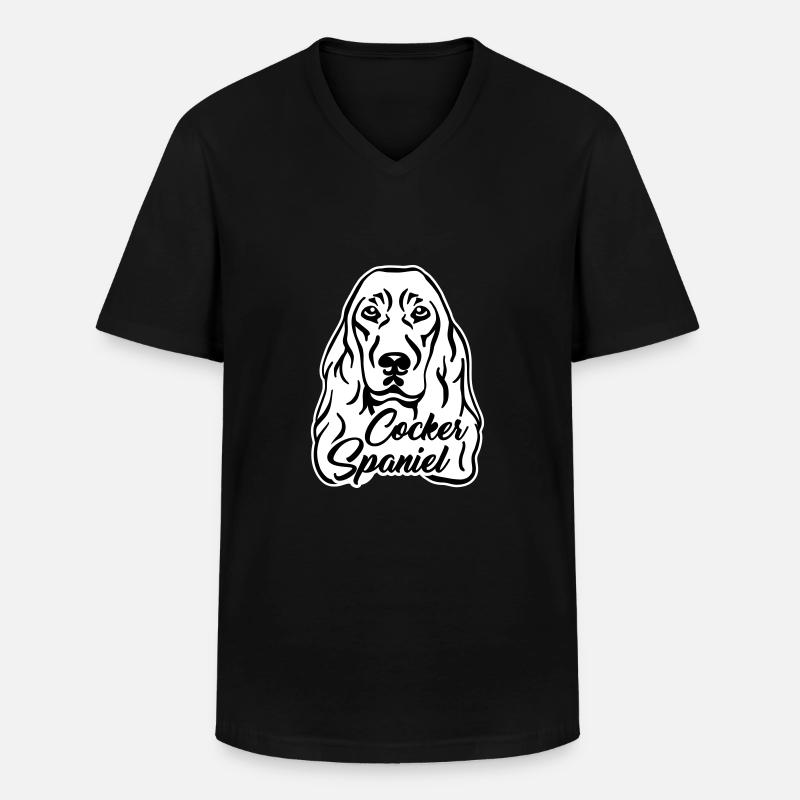 Cocker Spaniel - T-shirt col V Homme - noir