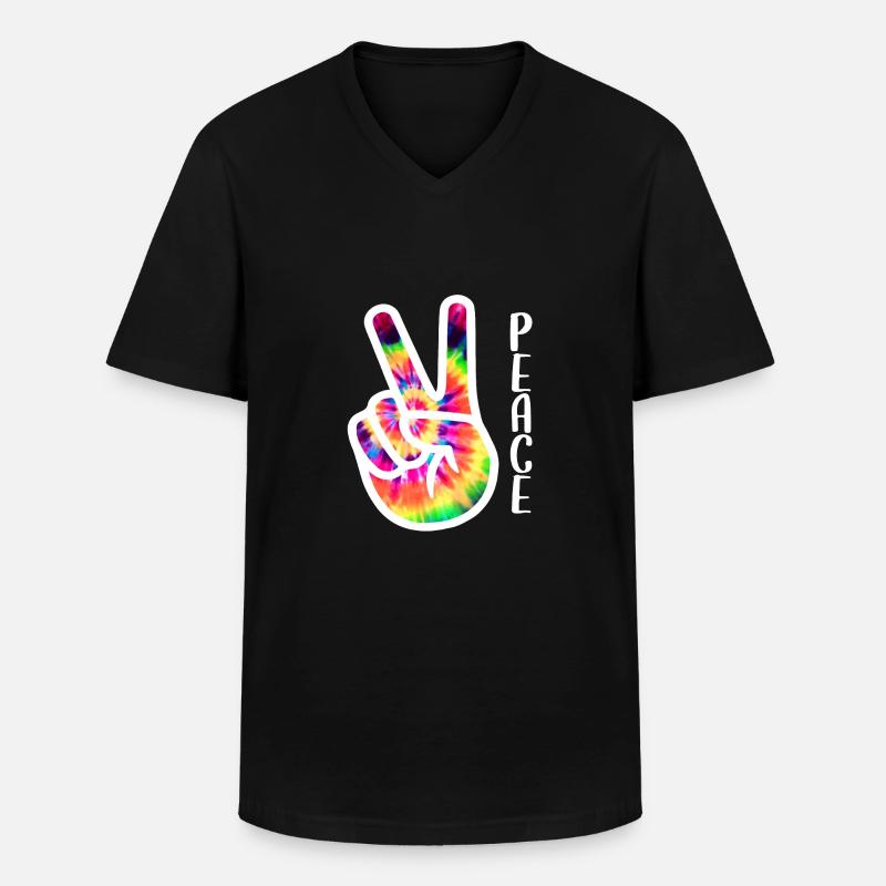Friedenszeichen Hand - Männer-T-Shirt mit V-Ausschnitt - Schwarz