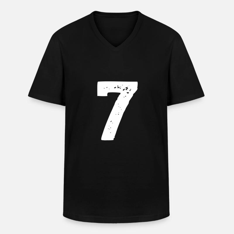 Rückennummer 7 - Männer-T-Shirt mit V-Ausschnitt - Schwarz