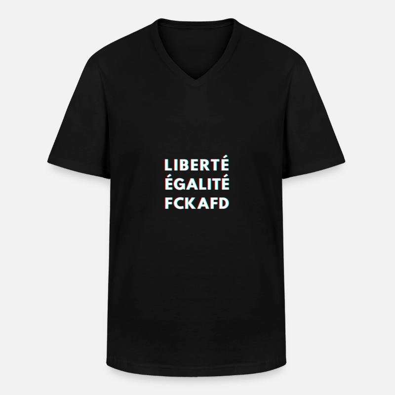 FCKAFD - Männer-T-Shirt mit V-Ausschnitt - Schwarz