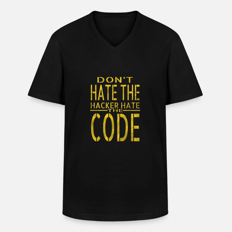 bday anniversaire cadeau idée hack out hacking coder - T-shirt col V Homme - noir