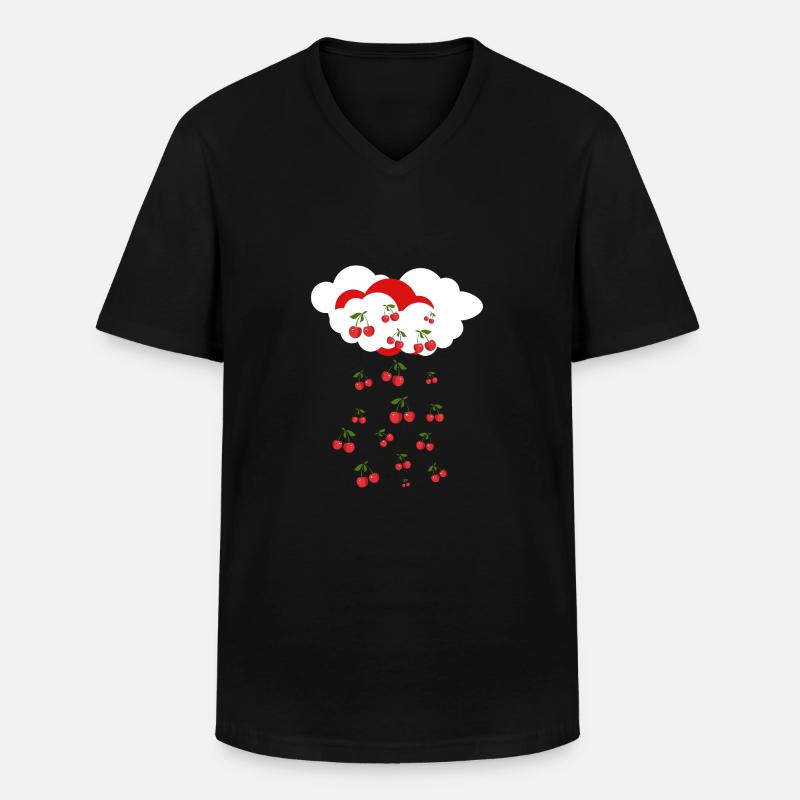 Cherry rain - Men's V-Neck T-Shirt - black