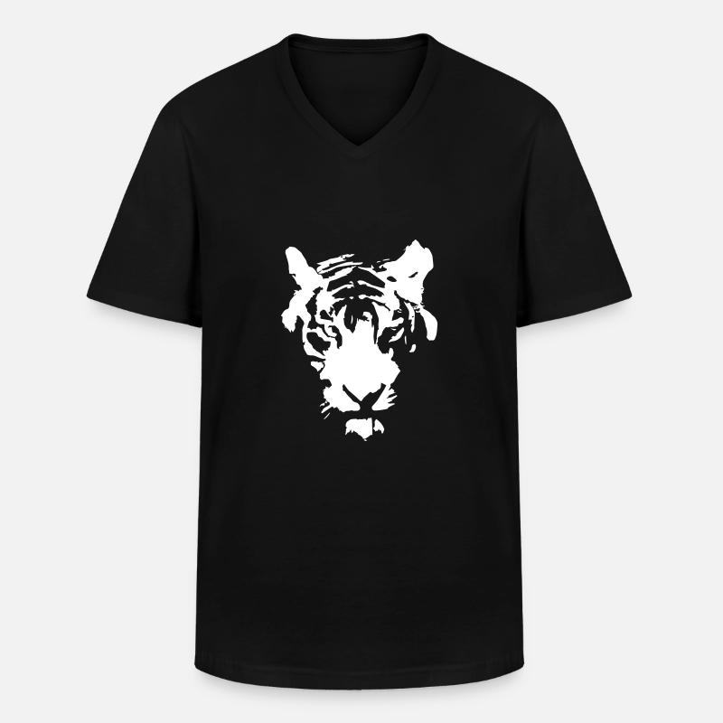 Tiegerkopf - Männer-T-Shirt mit V-Ausschnitt - Schwarz