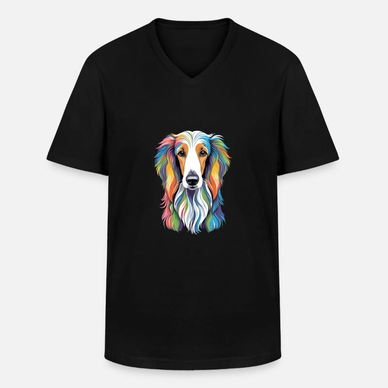 Afghanischer Windhund - Männer-T-Shirt mit V-Ausschnitt - Schwarz