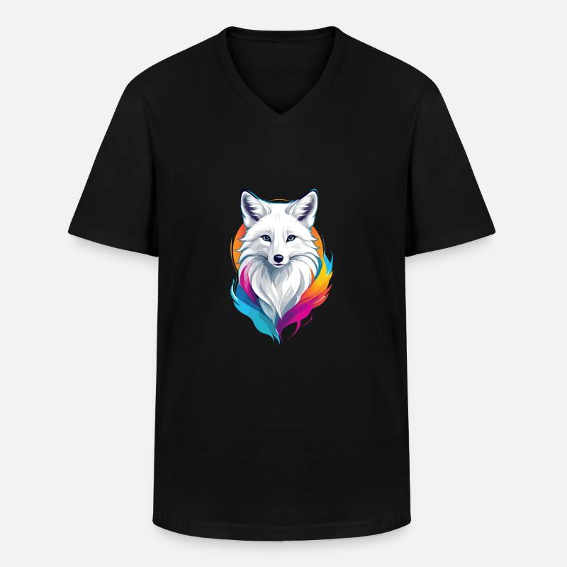 Polarfuchs - Männer-T-Shirt mit V-Ausschnitt - Schwarz