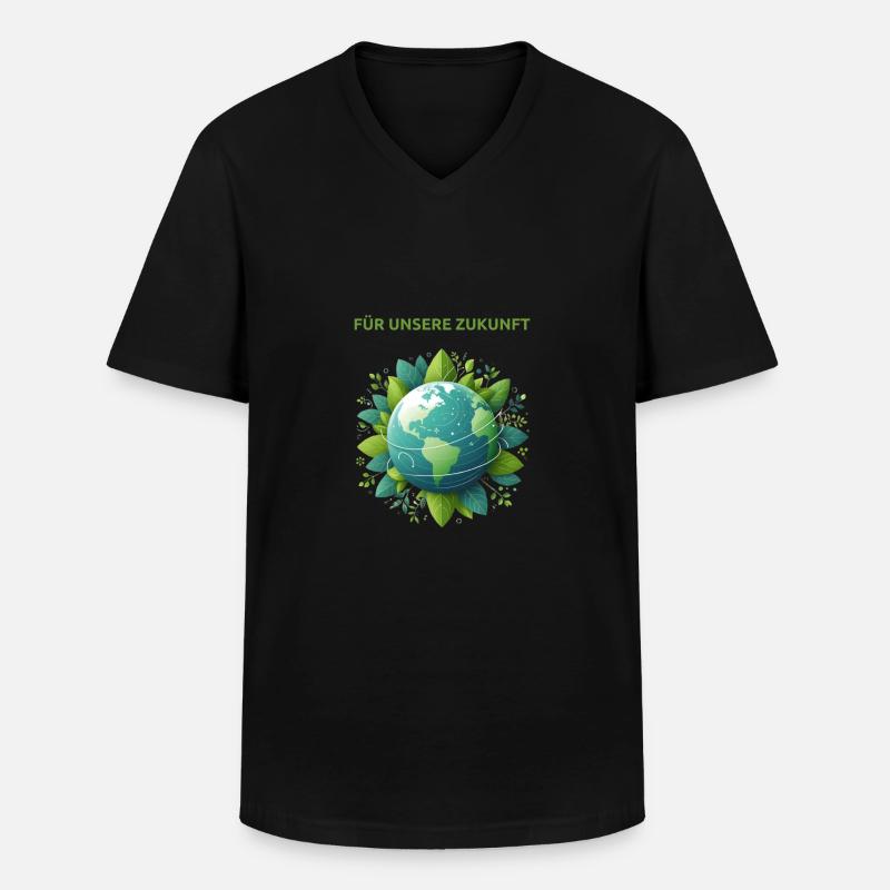 Klimaschutz Erde - Männer-T-Shirt mit V-Ausschnitt - Schwarz