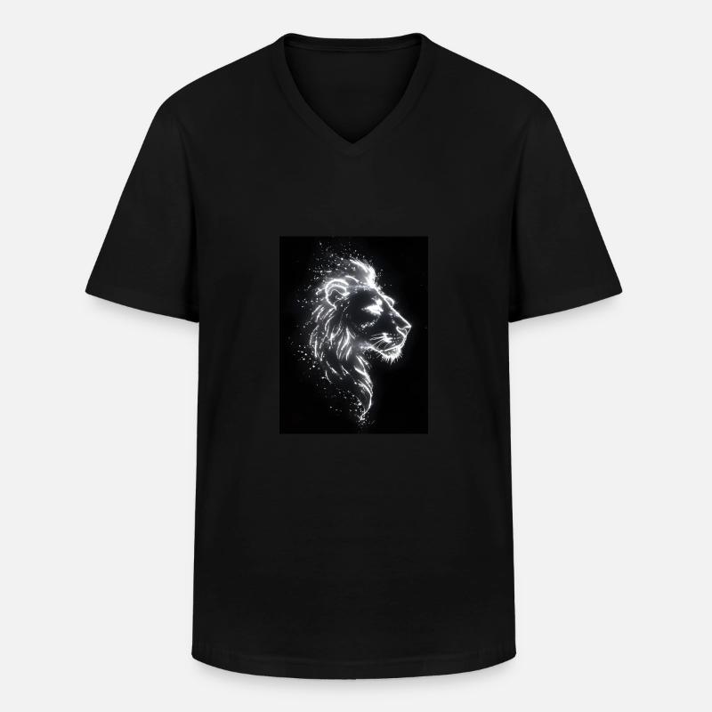 Löwe Silhouette Neon Geschenk - Männer-T-Shirt mit V-Ausschnitt - Schwarz