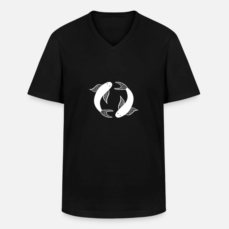 Fische Sternzeichen - Männer-T-Shirt mit V-Ausschnitt - Schwarz