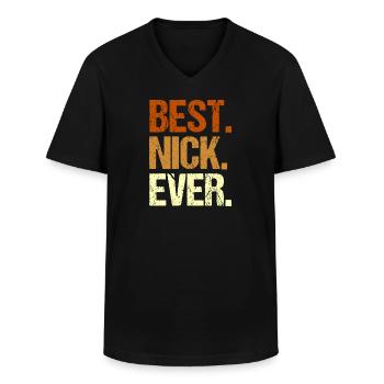 Nick - Men's V-Neck T-Shirt - black - Front - AI Model Male 178 dark (178cm)