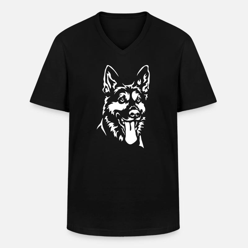 Deutscher Schäferhund Kopf - Männer-T-Shirt mit V-Ausschnitt - Schwarz