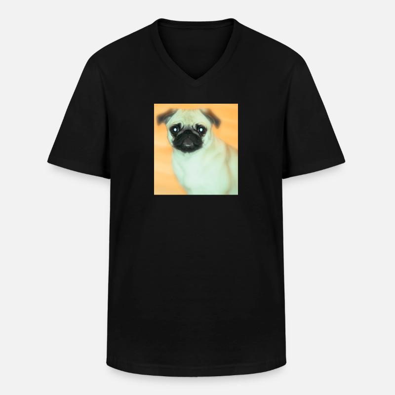 Niedlicher Mops mit Ausdrucksvollblick - Männer-T-Shirt mit V-Ausschnitt - Schwarz