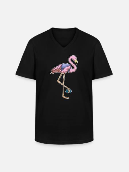 Flamingo Bodybuilder Dumbbell Bodybuilding - Men's V-Neck T-Shirt - black