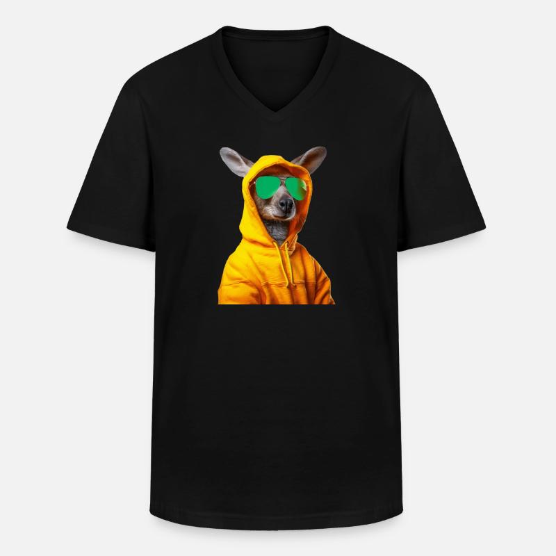 Känguru mit Sonnenbrille Beuteltier Kangaroo - Männer-T-Shirt mit V-Ausschnitt - Schwarz
