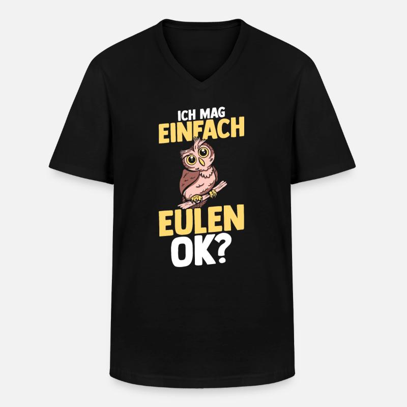 Eulen - Männer-T-Shirt mit V-Ausschnitt - Schwarz