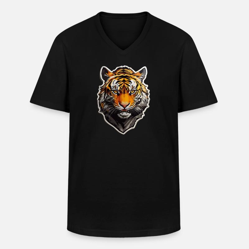 Lion Face - Männer-T-Shirt mit V-Ausschnitt - Schwarz