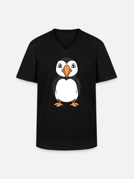 puffin - Men's V-Neck T-Shirt - black