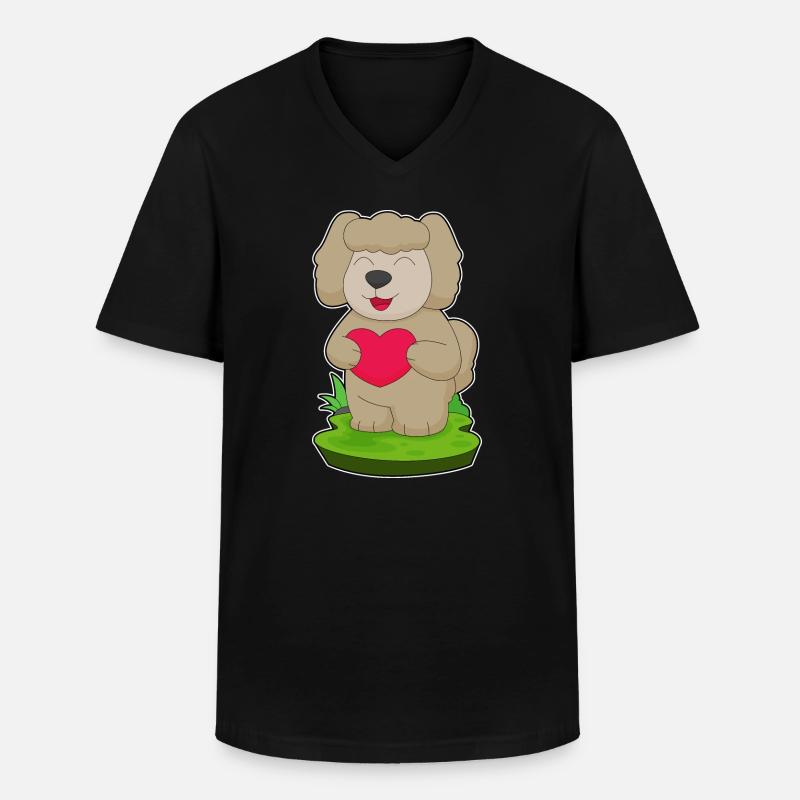 Hund Herz - Männer-T-Shirt mit V-Ausschnitt - Schwarz