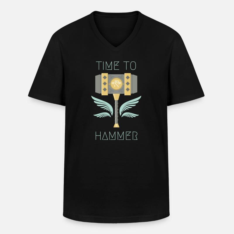 Time to Hammer - Männer-T-Shirt mit V-Ausschnitt - Schwarz