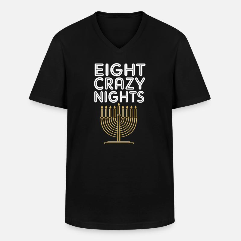Hanoukka Hanoukka Hanoucca - T-shirt col V Homme - noir