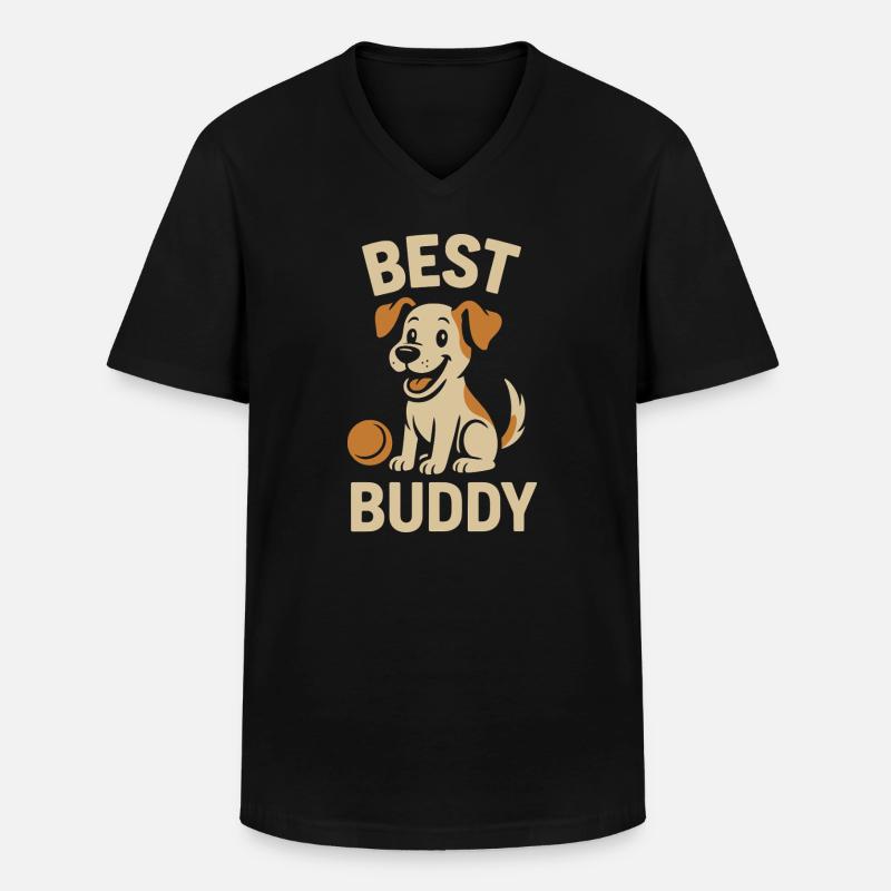Best Buddy Dog Lover Design - Männer-T-Shirt mit V-Ausschnitt - Schwarz