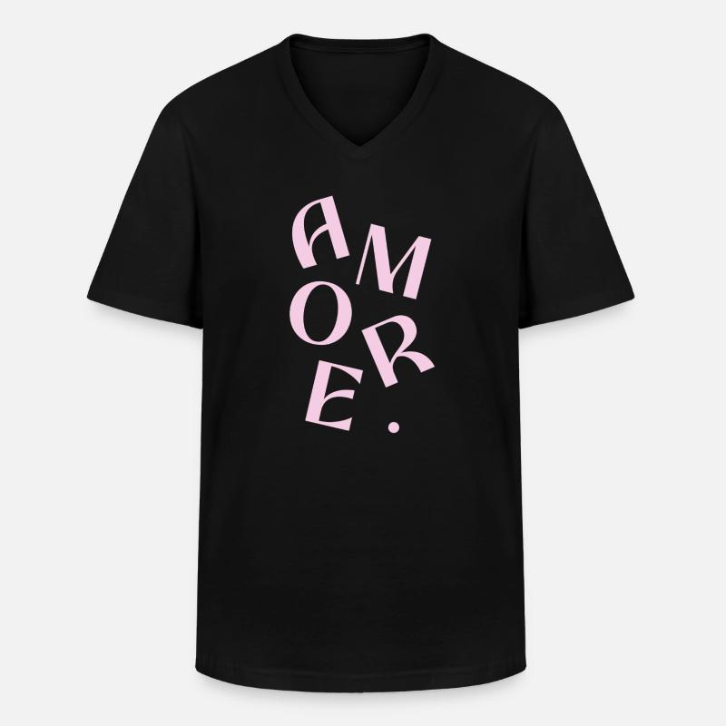 Conception de texte Pink Amore - T-shirt col V Homme - noir