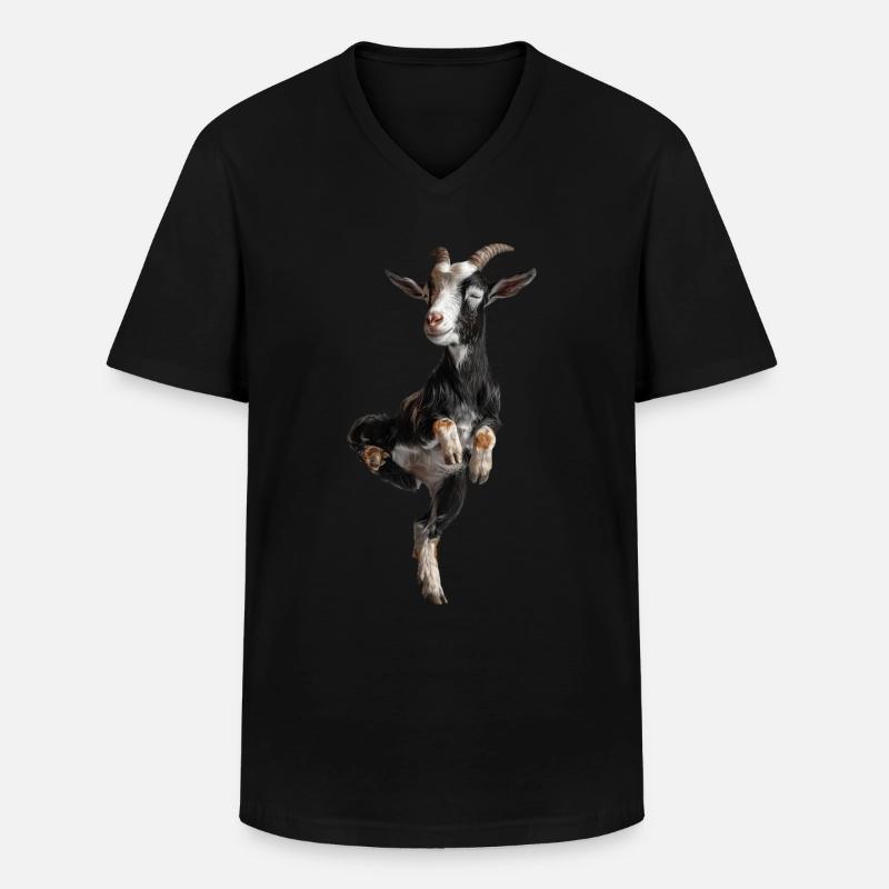Ziege - Männer-T-Shirt mit V-Ausschnitt - Schwarz