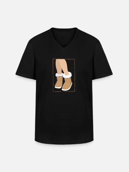 Schaffellstiefel mit Beinen - Männer-T-Shirt mit V-Ausschnitt - Schwarz